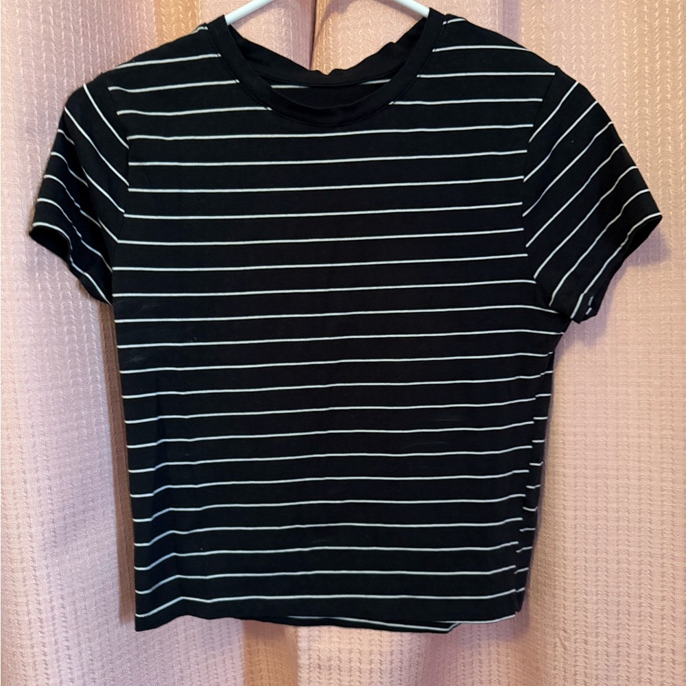 Splash Black and White Striped Tee